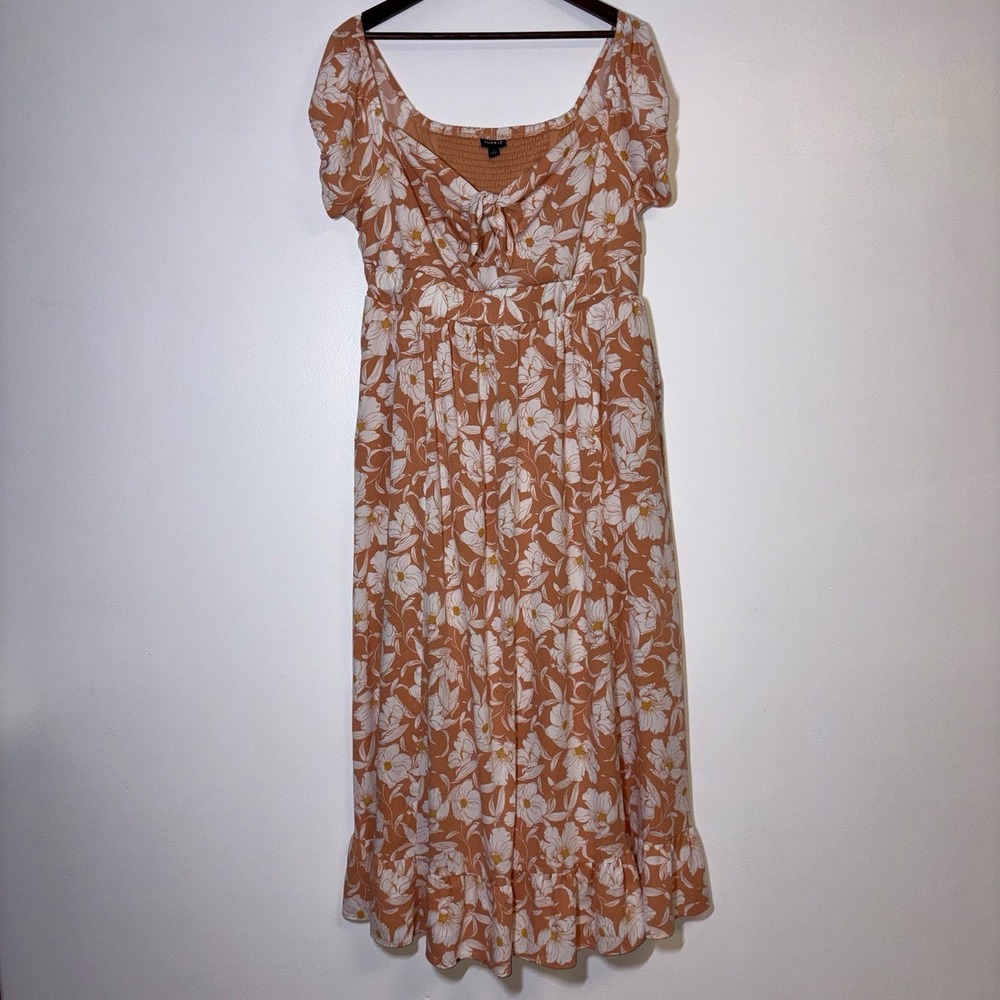 Torrid Coral Floral Maxi Off Shoulder Dress Size 1X Romantic Flowy Fairy Summer - Picture 2 of 11